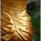 Vintage Strapless Gold Satin Ruched Evening Gown Beaded Prom Dress DP7978