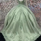 Sage Green Appliques Quinceanera Dress Sweet 16 Birthday Party Ball Gown, DP3634