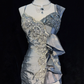 Grey Straps Mermaid Satin Beading Vintage Long Evening Party Dress, DP4887