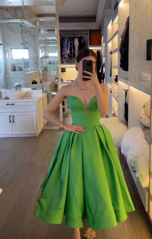 Green Sweetheart A-Line Long Evening Party Dress, DP3775