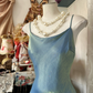 Elegantes blaues Spaghettiträger-Meerjungfrauen-Abendkleid, langes Abendkleid, DP6383