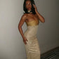 Enchanting Shiny Sequin Strapless Sheath Long Prom Dress Evening Dress DP6332