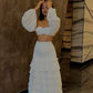 White 2 Pieces Layers Lovely Long Party Dress Fashion Women Dress, DP3536