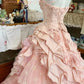 Elegant Pink 3D Flower Sweet 16 Quinceanera A-Line Floor-length Prom Dress Birthday Dress Evening Dress Ball Gown DP6442