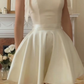 Jolie Mini Robe de Bal A-Line Blanche à Bretelles Robe d'Anniversaire DP2885