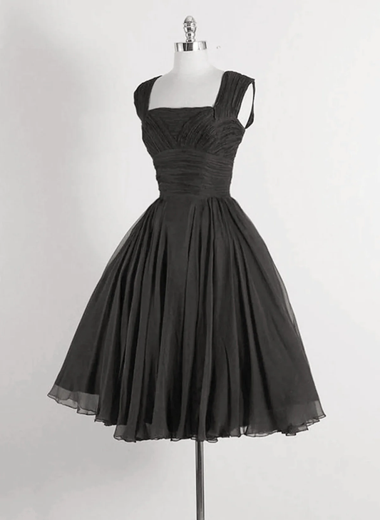 Modest Black A-Line Knee Length Homecoming Dress, DP2657