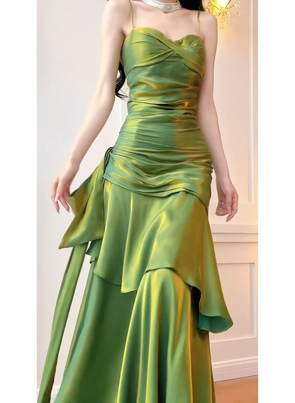 Green Sweetheart Spaghetti Straps Long Prom Dress Evening Dress, DP2931