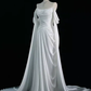 White Off Shoulder A-Line Long Formal Prom Dress Evening Gown, DP2907