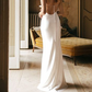 White Open Back Mermaid Long Party Dress Light Wedding Dress, DP3444