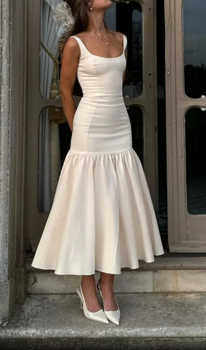 Elegant Ivory Strapas Sheath Formal Evening Party Dress, DP2829