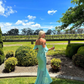 Blue Off Shoulder 2 Pieces Party Dress Wedding Guest Dress, DP2822