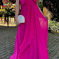 Hot Pink Strapless A-Line Cute Bowknot Long Party Dress Wedding Guest Dress, DP3443