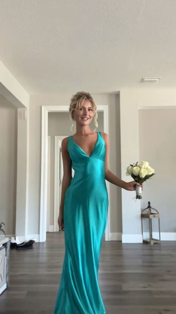 Vintage Satin V-neck Mermaid Elegant Long Evening Dress Party Dress Pr – DSProm Vintage Satin V-neck Mermaid Elegant Long Evening Dress Party Dress Pr – DSProm