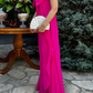 Hot Pink Strapless A-Line Cute Bowknot Long Party Dress Wedding Guest Dress, DP3443