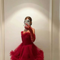 Red Straps A-Line Multi-Layers Tulle Gorgeous Prom Dress Evening Gown, DP2890