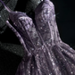 Robe de bal longue violette brillante à bretelles spaghetti, coupe trapèze, en dentelle et tulle, tenue d'anniversaire, DP5135