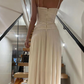 Ivory Spaghetti Straps A-Line Charming Long Evening Dress with Slit, DP2540