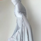 Light Blue Evening Dress Spaghetti Straps Mermaid Satin Long Party Dress, DP5363