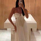 White Halter Simple Long Party Dress Fashion Summer Dress For Woman, DP3157