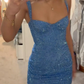 Blue Straps Sheath Homecoming Dress Short Evening Party Dress DP3239