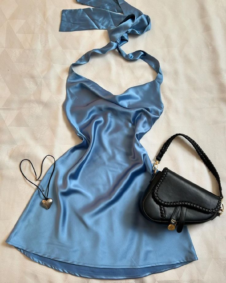 Blue Halter Satin Mini Party Dress Fashion Homecoming Dress, DP3520