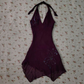 Dark Purple Halter Short Vintage Evening Dress Cocktail Dress, DP3409