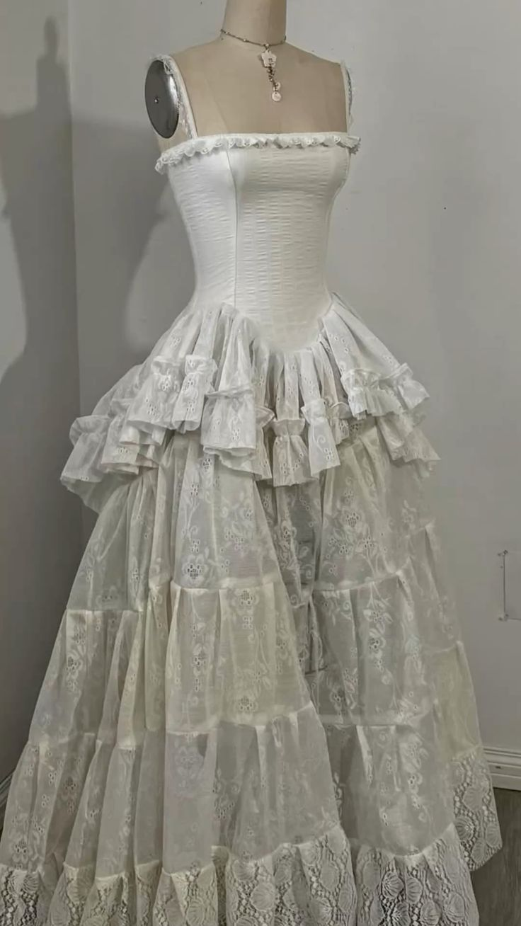 Elegant Ivory  Straps A-Line Lace Long Formal Party Dress Vintage Wedding Dress, DP5190