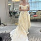 Elegant Off Shoulder A-Line Long Prom Dress Light Wedding Reception Gress, DP3486