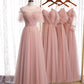 Elegantes rosa A-Linie Tüll-Partykleid mit Herzausschnitt, Abendkleid, Brautjungfernkleid DP6301