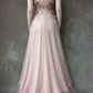 Vintage Pink Chiffon Evening Gown Floral Layered Hem Prom Dress DP8285