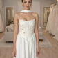 Elegant Embroidered Satin A-Line Strapless Wedding Dress DP8394