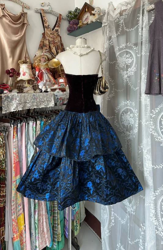 Vintage Bowknot Sweetheart Strapless A-Line Short Tiered Party Dress Homecoming Dress DP6387