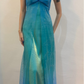 Charming Blue Halter Satin Tulle Long Evening Party Dress, DP3012