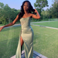 Sage Green Strapless Sheath Satin Long Formal Party Dress, DP4015