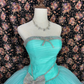 Gorgeous Shiny Beaded Sweet 16 Quinceanera Strapless A-Line Floor-length Prom Dress Evening Dress Ball Gown DP6413
