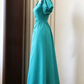 Elegant Turquoise Puff Sleeve Sweetheart A-Line Evening Dress DP8382