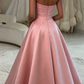 Vintage Pink Strapless Satin Beaded A-Line Ball Gown DP8436
