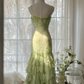 Elegant Green Fairy Mermaid Long Chiffon Spaghetti Strap Ball Gown Evening Dress Prom Dresses Dresses DP6001