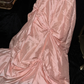 Romantic Blush Satin Sweetheart Ruffled Strapless Beaded Evening Gown DP7297