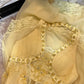 Elegant Pale Yellow Chiffon Beaded Halter-Neck Mermaid Prom Dress DP8181