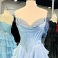 Elegant Strapless Sweetheart Tiered Evening Gown with High Slit DP7929