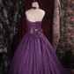 Vintage-Inspired Purple Tulle Strapless Lace Applique Sweet 16 Quinceanera Ball Gown DP7408
