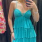 Blue Halter A-Line Tiered Fashion Summer Dress Homecoming Dress, DP3189