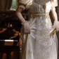 Elegant Cream Lace & Sequin Puffy Sleeves Evening Dress Prom Dress DP8117