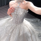 Glamorous Tulle Sequined Beaded Wedding Dress A-Line Strapless Bridal Gown DP7127