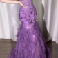 Glamorous Purple Tulle Ruffled Mermaid Evening Gown DP7984