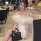 Elegant White Off-the-shoulder Beading Design A-line Party Dress Homecoming Dress, DP5851