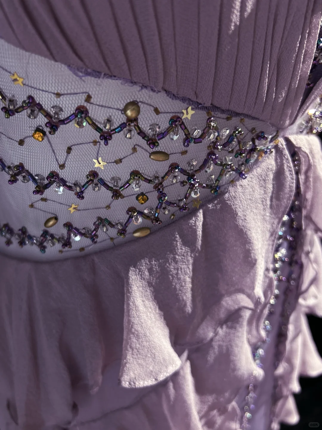 Gorgeous Lilac Chiffon Beaded Prom Dress Sheath Halter Neck Ruffled Evening Gown DP7113