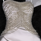 Elegant White Strapless Mermaid Satin Long Party Dresses Wedding Dresses, DP5477