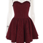 Vintage Burgundy Sweetheart Strapless A-Line Sleeveless Short Summer Dresses Party Dress Homecoming Dress DP6395